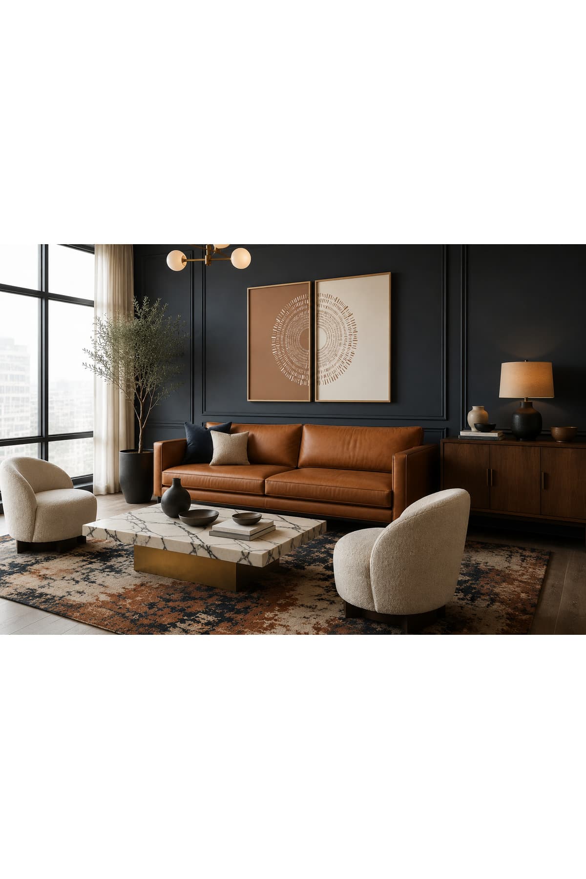 Dairesel Geometrik Formlar Temalı Modern 2’li Set Dekoratif Duvar Tablosu - R0104 — görsel 2