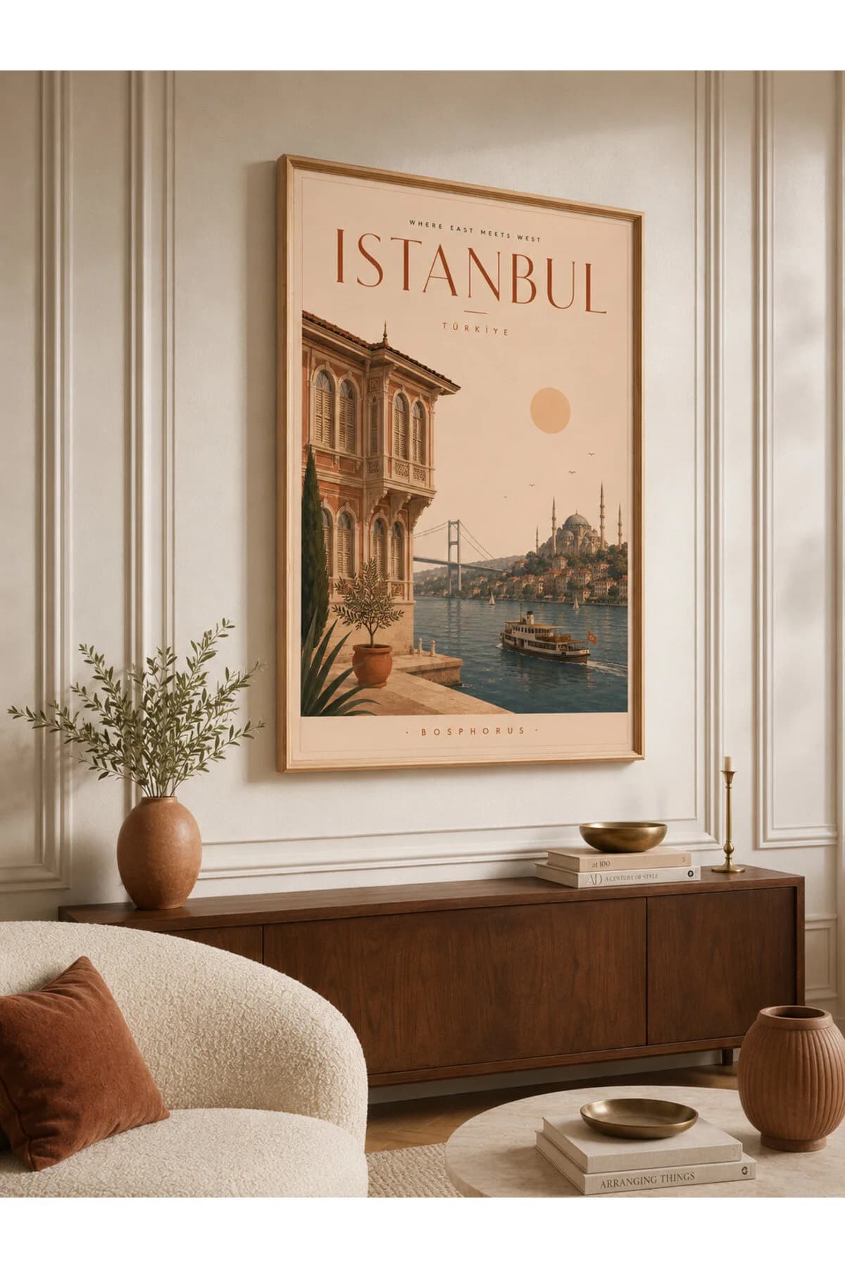 Ahşap Çerçeveli İstanbul Boğazı ve Boğaziçi Temalı Vintage Dekoratif Duvar Tablosu - R0046 — görsel 2