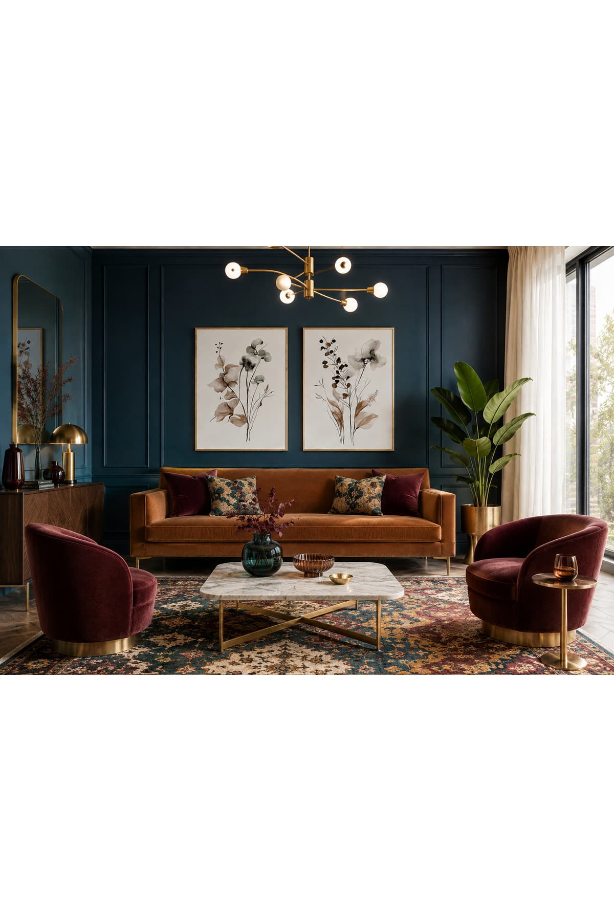 Zarif Botanik Çiçekler Temalı Modern 2’li Set Dekoratif Duvar Tablosu - R0102 — görsel 2