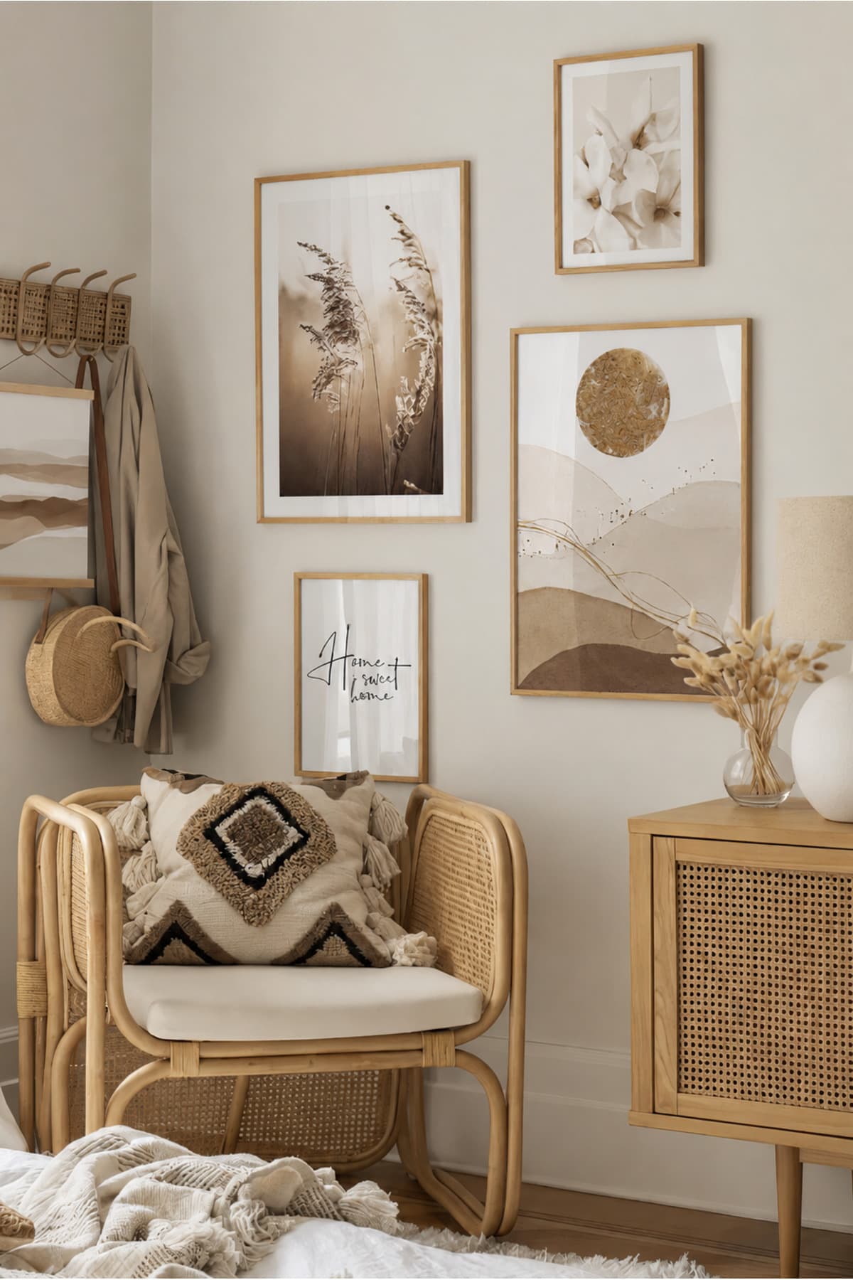 4’lü Bohem Duvar Tablo Seti Dekoratif Çerçeveli Modern Salon ve Ev Dekoru R0115 — görsel 2