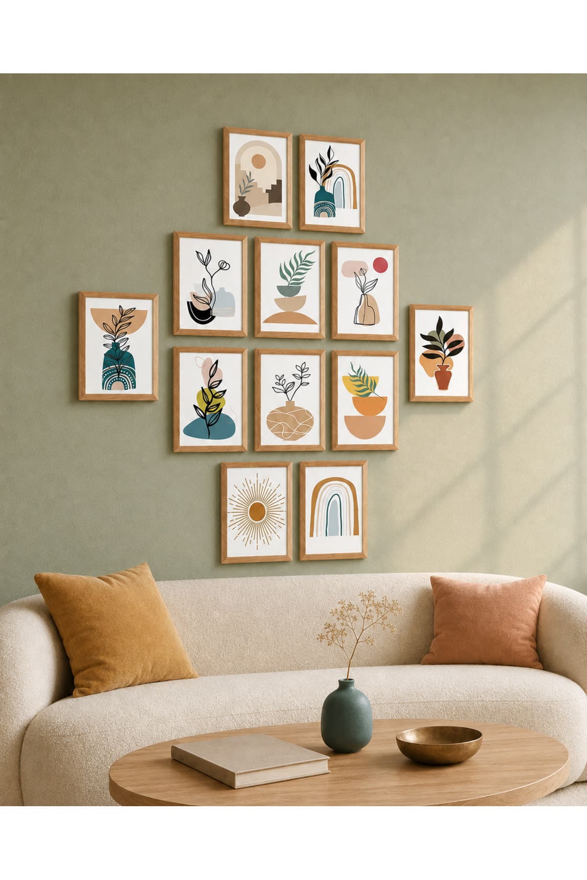 Modern Bohem – Botanik, Geometrik ve Toprak Tonları 12’li Set Dekoratif Duvar Tablosu - R0090 — görsel 2
