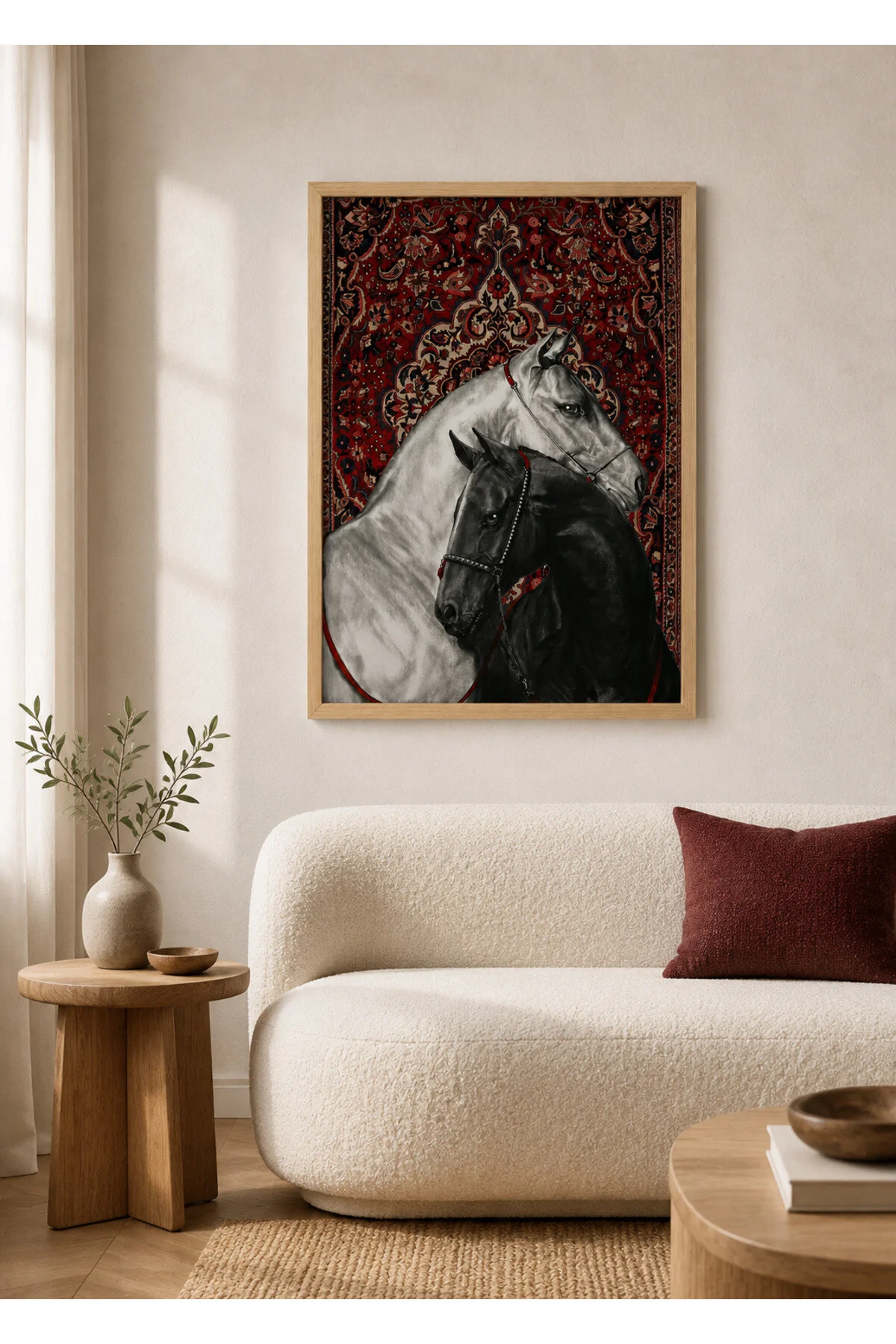 Ahşap Çerçeveli At Desenli Otantik Dekoratif Duvar Tablosu - ROO34