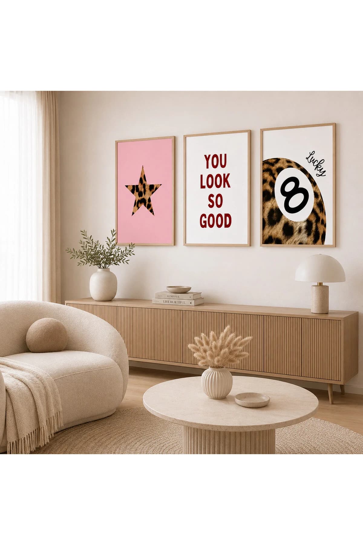 Estetik Doğa Detayları Temalı Modern Dekoratif 3'lü Set Duvar Tablosu - R0159 — görsel 2