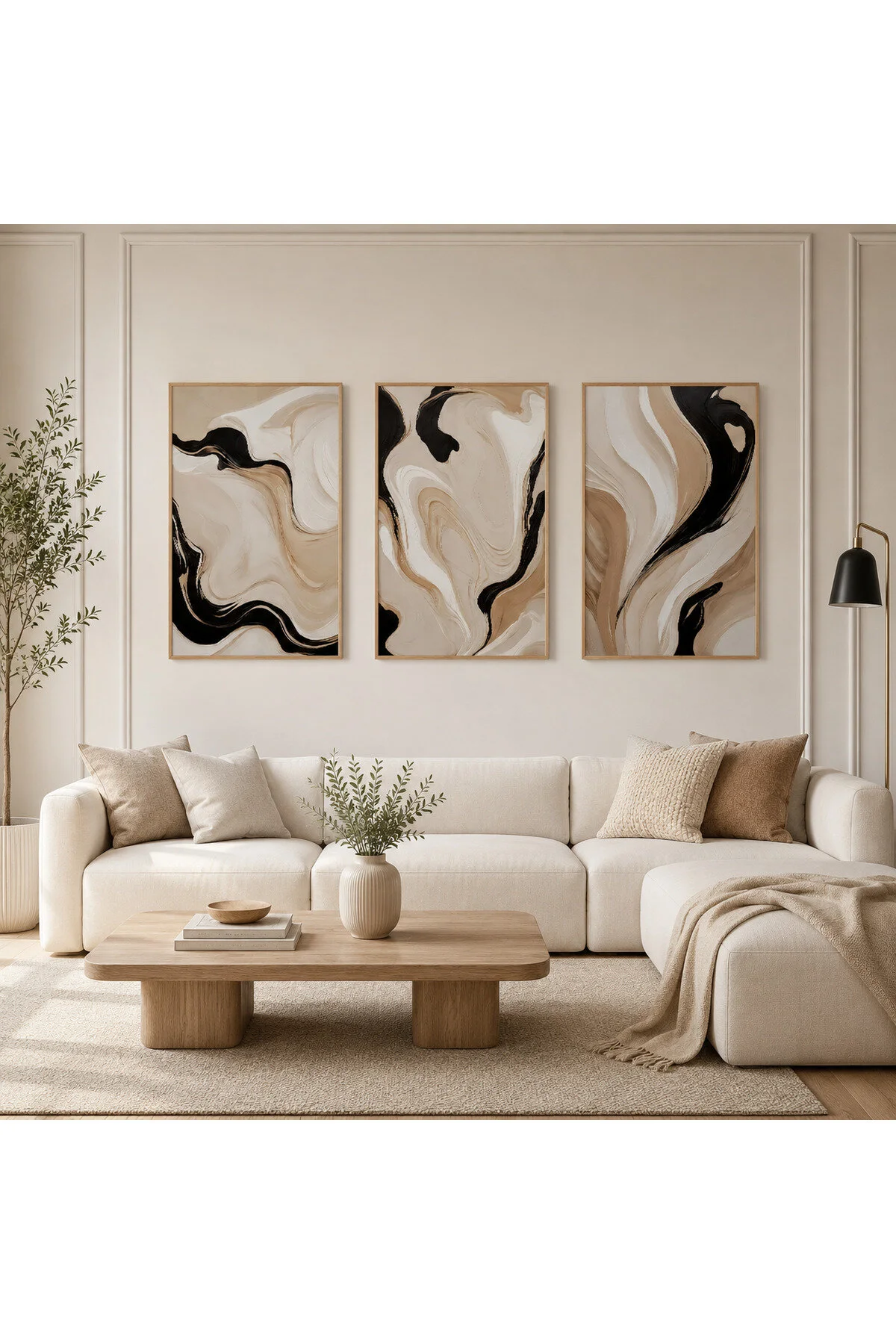 Sade Doğa Estetiği Temalı Modern Dekoratif 3'lü Set Duvar Tablosu - R0160
