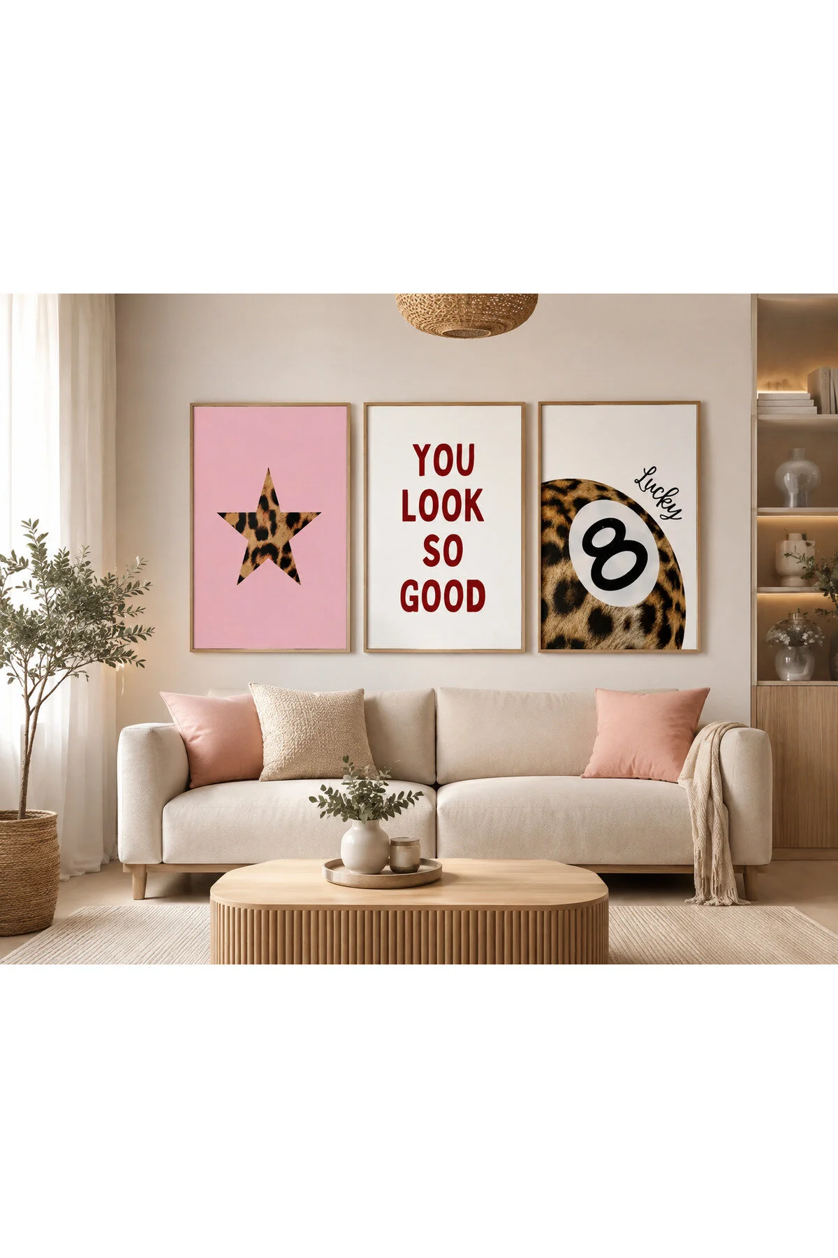 Minimal Doğa Kompozisyonu Temalı Dekoratif 3'lü Set Duvar Tablosu - R0156
