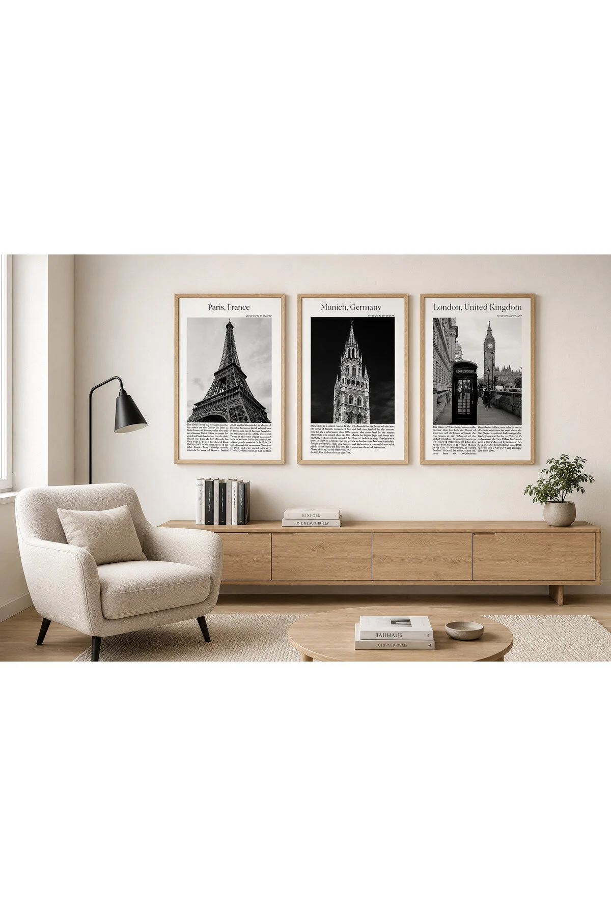 Modern Doğa Esintileri Temalı Dekoratif 3'lü Set Duvar Tablosu - R0153