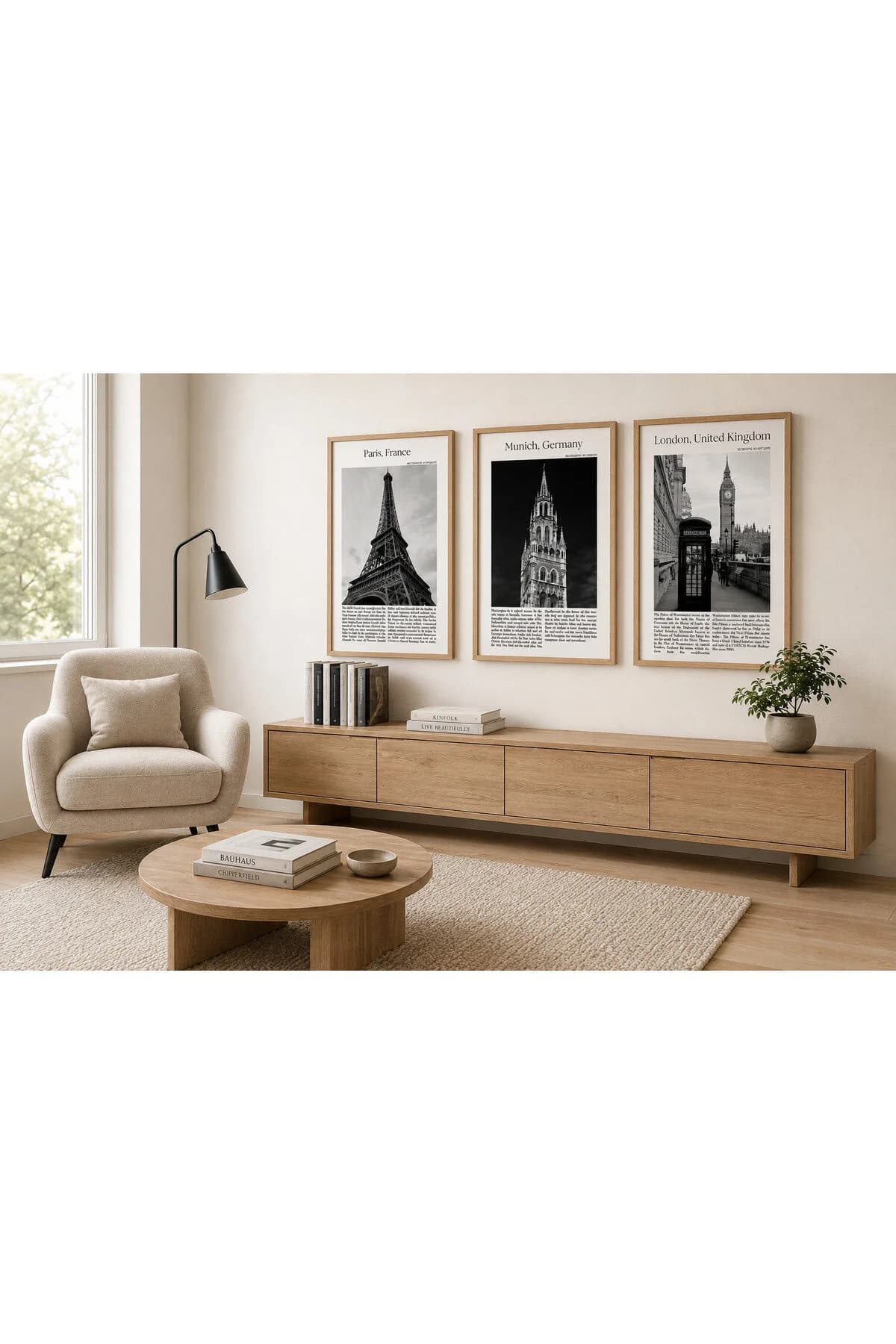 Modern Doğa Esintileri Temalı Dekoratif 3'lü Set Duvar Tablosu - R0153 — görsel 2