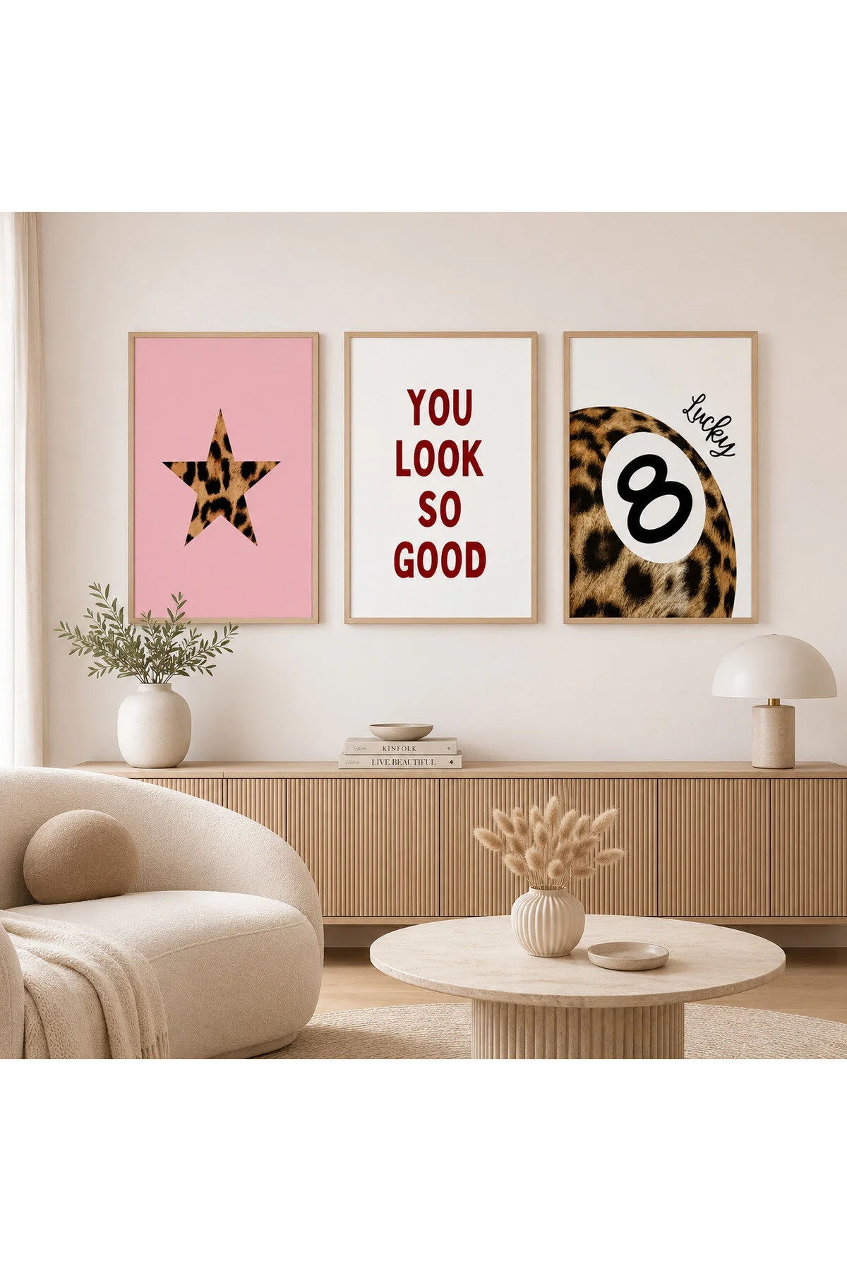 Estetik Doğa Detayları Temalı Modern Dekoratif 3'lü Set Duvar Tablosu - R0159