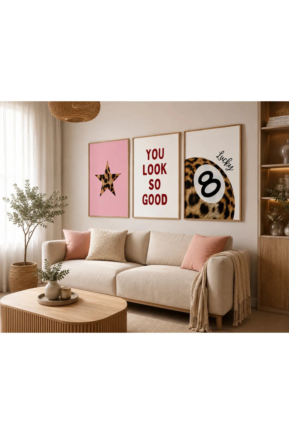 Minimal Doğa Kompozisyonu Temalı Dekoratif 3'lü Set Duvar Tablosu - R0156 — görsel 2